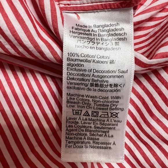 J. Crew Red & White Striped Cotton Pajama Set Size XXL Relaxed Fit Pants Shirt - Picture 5 of 8